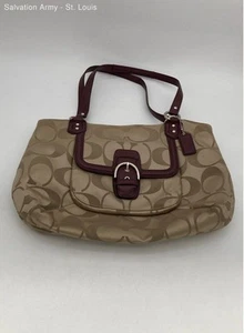 Coach Womens Brown Signature Print Inner Pockets Double Handles Shoulder Bag - Picture 1 of 12
