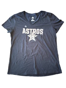 Camisa para mujer Houston Astros cuello en V logotipo holográfico talla grande majestuosa NUEVA - Imagen 1 de 5
