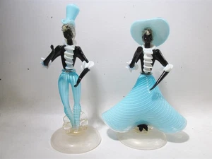 Par de figuras de baile Goldoni italianas de cristal de Murano de la década de 1960 Seguso Veitri d’Arte - Imagen 1 de 18