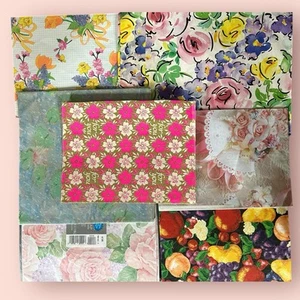 Vtg GIFT WRAP FOLDED PAPER SHEETS Lot Wrapping Coquette Cottagecore Flowers - Picture 1 of 8