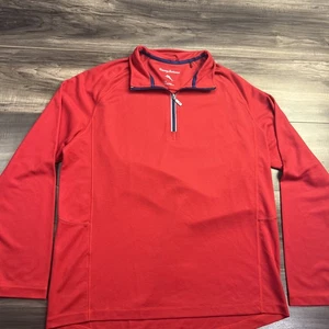 Tommy Bahama Pullover Herren Large 1/4 Zip leicht koralle kleine Punkte am Ärmel - Bild 1 von 6