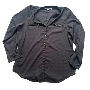 Marc New York Andrew Marc blusa donna nera manica lunga X-Large - Foto 1 di 5