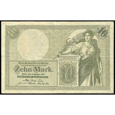 10 Mark, Germany, 1906 (XF), 7 digit serial #, Pick 9b - Image 1 of 2