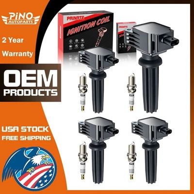 4 Ignition Coils & 4 Spark Plug For Ford Explorer Focus Fusion Lincoln MKZ UF670 - Image 1 of 4