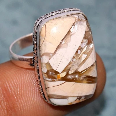 Brecciated Mookaite 925 Silver Plated Ring US 9 Superb Gift GW - Image 1 of 3