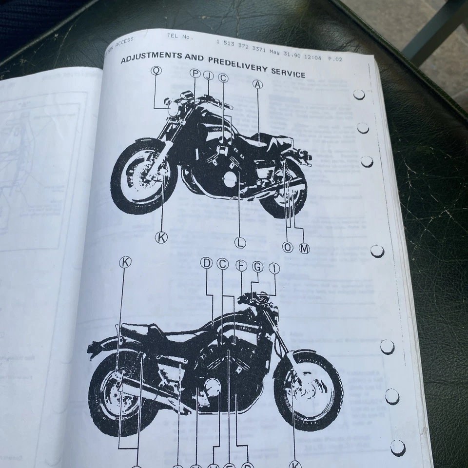 GENUINE YAMAHA WORKSHOP SET UP ASSEMBLY MANUAL VMX 12 V-MAX 1200 VMAX 1985-1991 - Image 1 of 4