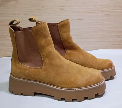 Botas Chelsea Dolce Vita Talla 8.5 Mujer Cuero Gamuza Johany Tobillo Tostado Taco Suela Foto 1 de 4