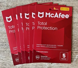 6 x 5 Devices *NEW* McAfee Total Protection Antivirus 1 Year BY 1st class POST - Picture 1 of 2