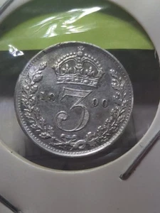 Great Britain 1900 Silver Three Pence, Nice Grade, Queen Victoria (B36) - Picture 1 of 3
