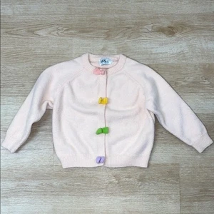 Lola + The Boy’s Knit Bow Button Cover Pale Pink Cardigan Girl’s size 4/5 - Picture 1 of 5