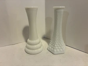 REAL Vintage E. O. Brody Co White Milk Glass Hobnail Bud Vase & Randall 2 Pc - Picture 1 of 11