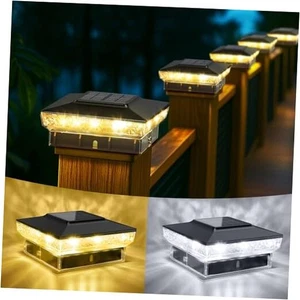 Solar Post Cap Lights, 12-Pack Upgraded Outdoor Deck Fence Post 12 Pack Black - Picture 1 of 7
