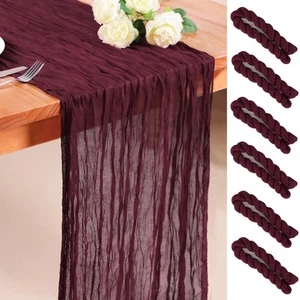 6PCS 10 Ft Burgundy Red Cheesecloth Table Runner, 120inch Long Cheese Cloth B... - Picture 1 of 7