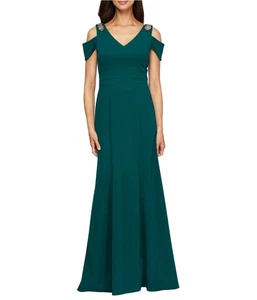 Alex Evenings Damen Perlen Kleid Cold Shoulder Dress, emergreen, 16 - Bild 1 von 1