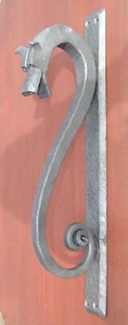 Dragon Door Pull Handle, Gothic Wrought Iron, Hot Formed by Blacksmith USA - Picture 1 of 11