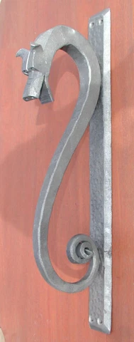 Dragon Door Pull Handle, Gothic Wrought Iron, Hot Formed by Blacksmith USA Cover