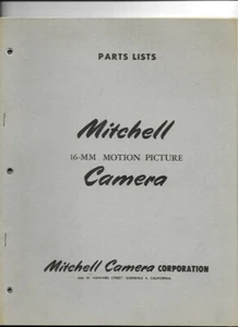 PARTS LISTS MITCHEL 16MM MOTION PICTURE CAMERA - Imagen 1 de 1