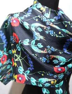 *34 x 160cm Oblong Echo Black & Multicoloured Floral Silk Scarf - Picture 1 of 9