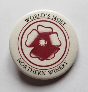 World's Most Northern Winery Poppy Pinback Button Pin - Picture 1 of 2