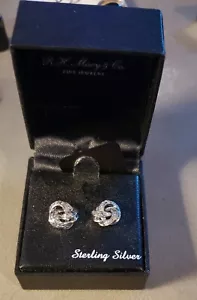 Estate Diamond & Sterling Silver Knot Stud Earrings - NWT $200 - Picture 1 of 4