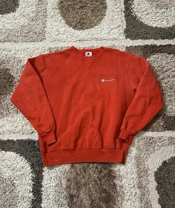 Vintage 90s Champion Long Sleeve Crewneck Sweater Embroidered Red Size Large - Picture 1 of 6