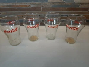 Set of 4 Vintage Coke Coca-Cola Drinking Glasses Tumblers Red  5" tall - Picture 1 of 6