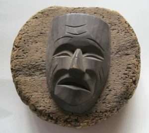 Vintage Small Native Primitive Tribal False Face Type Carved Wood Mask - Picture 1 of 6