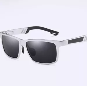 Occhiali da sole uomo polarizzati gangster sliver lenti scure flat top biker occhiale - Foto 1 di 1