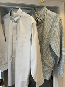 $130 Lot Of 2 LL Bean Men Blue Green Button Down Oxford Shirt Size 17-33 XL - Picture 1 of 3