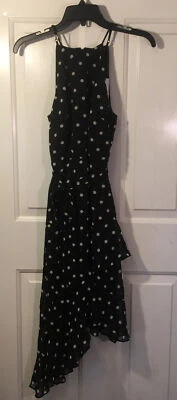 NUEVO CON ETIQUETAS ADIVINA Mujer S Negro Lunares Correa de Espagueti Halter Vestido Asimétrico  Foto 1 de 4