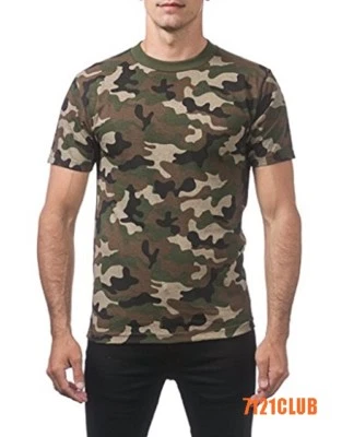 PRO CLUB COMFORT T SHIRT PROCLUB MENS PLAIN CREWNECK SHORT SLEEVE CAMO TEE S-7XL - Image 1 of 2