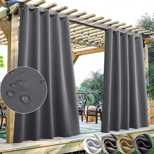 Patio Outdoor Waterproof Large Curtains Eyelet Pergola Blackout Drapes Garden - Picture 1 of 30
