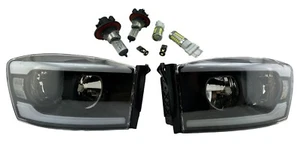 Par de faros negros LH par de luces RH PARA 06-09 Dodge Ram 1500 2500 3500 - Imagen 1 de 2