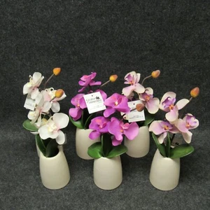 6 Piezas Tela de Tallo Único Orquídea Blanca Cerámica Olla Mesa Fiesta Decoración O1 - Imagen 1 de 7