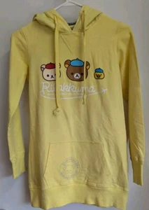 Rilakkuma Hoodie Unisex Size S Bear Yellow Jumper Graphic Kangaroo Pocket San-X - Picture 1 of 16