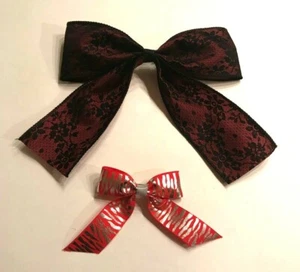 Handmade Hair Bows - Plain - Red - Solids, Stars, Stripes - Elastic Headbands - Picture 1 of 2