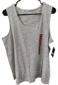 Lands' End Tank Top Women Shirt Scoop Neck 100% Cotton Striped XL NEW Slits - Picture 1 of 10