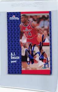1991/92 Fleer #206 A.J. English Bullets Signed Auto *F2575