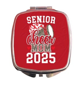 Senior Cheer Mom 2025 Red Graduation Compact Mirror CPM003 - Picture 1 of 1