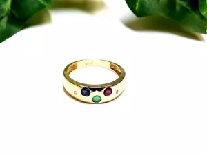 1720 Gold 585 GG Ring mit natürlichen Edelsteinen - Rubin, Smaragd, Saphir, Diam - Bild 1 von 1