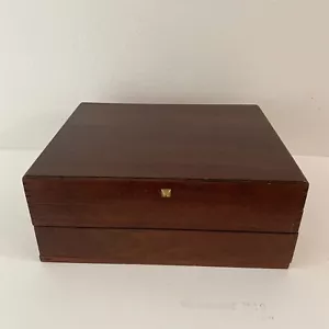 Vintage Janel Wood Flatware Storage Chest w Drawer Tarnish Proof 12+ setting - Picture 1 of 9