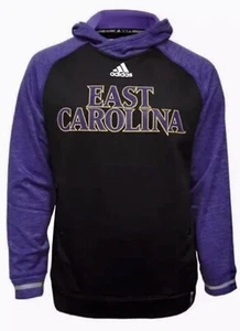 ADIDAS East Carolina Univ Pirates Sideline Black Purple P/O Hoodie NEW Womens XL - Picture 1 of 6