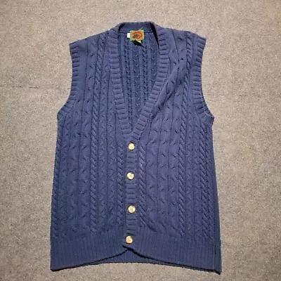 复古 Boston Traders Grandpa 开衫背心棉蓝色复古 L 大号 — 第 1/4 张图片