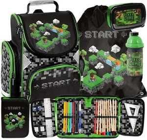 Minecraft Games Pixel 6 piezas set Tornister mochila mochila carpeta de plumas - Imagen 1 de 11