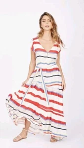 Solito Size M One Shoulder Paradise Found Maxi Dress Belted Rayon Summer Party - Bild 1 von 18