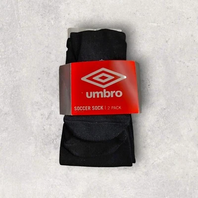 NUEVO Paquete de 2 calcetines de fútbol Umbro negros talla juvenil talla pequeña zapatos juveniles talla 13k-4 Foto 1 de 4