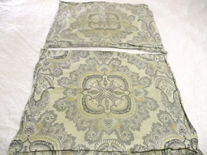 Pottery Barn Gray & Gold Medallion Standard Cotton Pillow Shams~ 2 - Picture 1 of 5