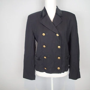 Brooks Brothers  Black Blazer Jacket Gold Buttons 8 Velvet collar wool o1 - Picture 1 of 12