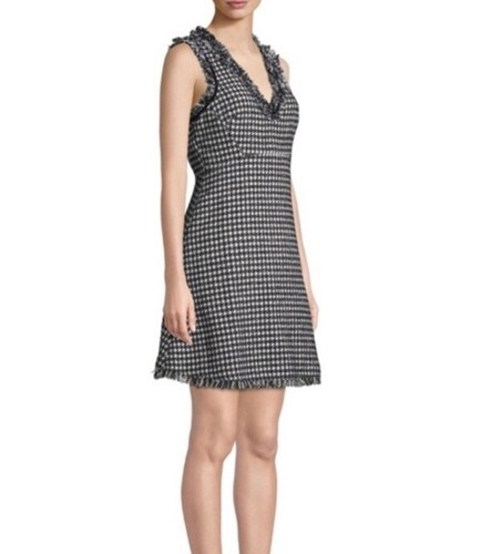 Abito Kate Spade Dashing Beauty in tweed con pied de poule taglia 6 nuovo senza etichette