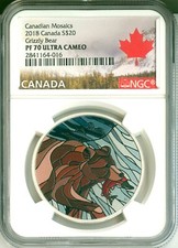 2018 Canada S$20 Canadian Mosaics Grizzly Bear NGC PF70 Ultra Cameo Box COA OGP